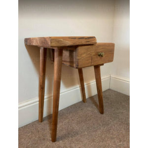 Nordic Bedside Table Rustic Solid Wood Nightstand Unit Scandinavian Side Cabinet - Image 4