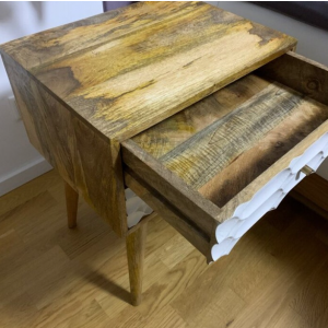 Nordic Bedside Table Vintage Retro Nightstand Rustic Solid Wood Stand Unit - Image 3