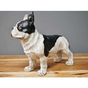 French Bulldog Ornament Standing Dog Structure White Black Retro Resin Statue - Image 4