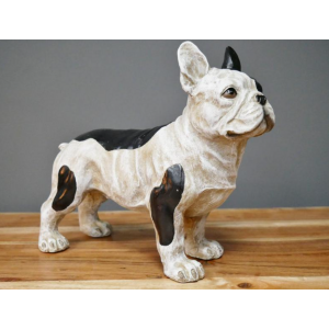 French Bulldog Ornament Standing Dog Structure White Black Retro Resin Statue - Image 5