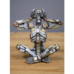Wise Skeleton Ornament Set 3 Resin Steampunk Figurine Decor Sculpture No Hear - Image 2