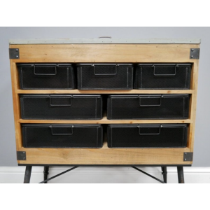 Retro Side Cabinet Vintage Industrial Chest Drawers Glass Metal Display Cabinet - Image 3
