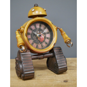 Retro Table Clock Vintage Industrial Style Kids Robot Style Heart Metal Bedside - Image 4