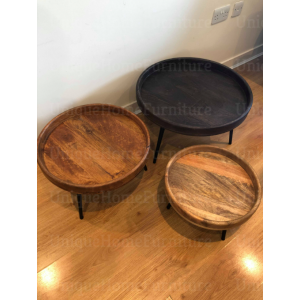 Rustic Nest Tables Set 3 Industrial Side Coffee - Image 5
