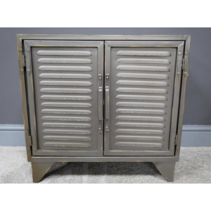 Industrial Side Cabinet Small Rustic Metal Cupboard Unit Vintage Retro Furniture - Image 4