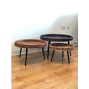 Rustic Nest Tables Set 3 Industrial Side Coffee - Image 3