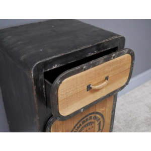 Industrial Side Cabinet Rustic Bedside Table - Image 4
