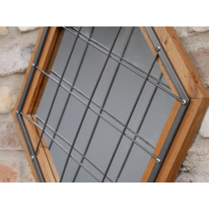 Rustic Wall Mirror Vintage Industrial Style Wood Window Urban Metal Bathroom Home Decor - Image 3