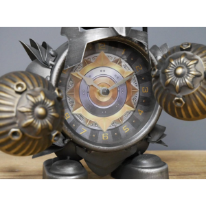 Industrial Table Clock Rustic Metal Warrior - Image 3