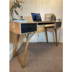 Scandinavian Computer Desk Rustic Solid Wood Writing Table Vintage Retro Workstation - Image 2