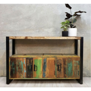 Large Rustic Sideboard Vintage Industrial Solid Wood Storage Cabinet - Image 4