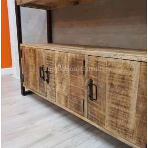 Industrial Storage Sideboard Vintage Rustic Solid Wood Cabinet Large Cupboard Unit - Image 5