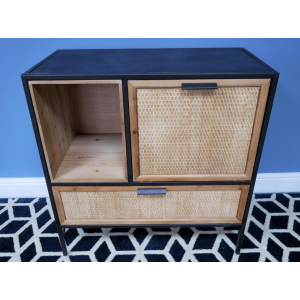 Woven Storage Cabinet Vintage Industrial Style Side Furniture Display Cupboard - Image 2