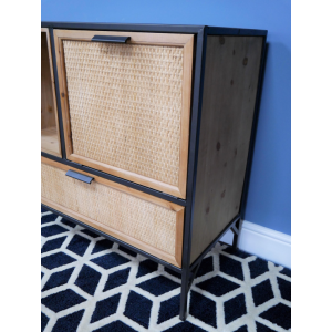 Woven Storage Cabinet Vintage Industrial Style Side Furniture Display Cupboard - Image 3