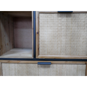 Woven Storage Cabinet Vintage Industrial Style Side Furniture Display Cupboard - Image 5
