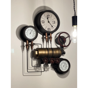 Industrial Wall Clock Humidity Hygrometer Thermometer Unit Vintage Furniture - Image 2