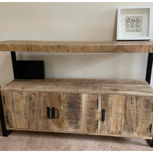 Industrial Storage Sideboard Vintage Rustic Solid Wood Cabinet Large Cupboard Unit - Image 7