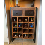 Industrial Wine Cabinet Rustic Solid Wood Mini Bar Vintage Storage Rack