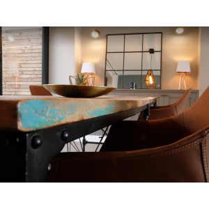 Large Dining Table Vintage Industrial Kitchen Furniture Rustic Metal Solid Wood Room - Image 7