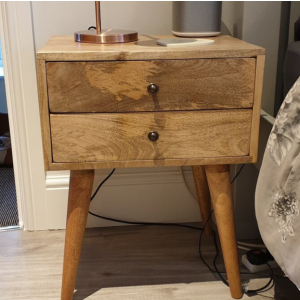Nordic Bedside Table Mid Century Side Cabinet Solid Wood Scandinavian 2 Drawers - Image 3