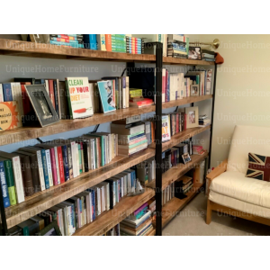 Tall Industrial Bookcase Rustic Shelf Unit Metal Storage Display Vintage Cabinet - Image 4