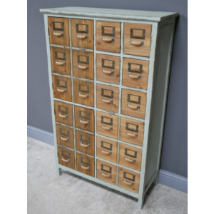 Tall Industrial Cabinet Vintage Retro Apothecary Unit Rustic Wood Chest Drawers - Image 4