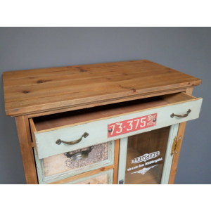 Tall Industrial Cabinet Vintage Retro Chest Drawer Rustic Glass Apothecary Unit - Image 2