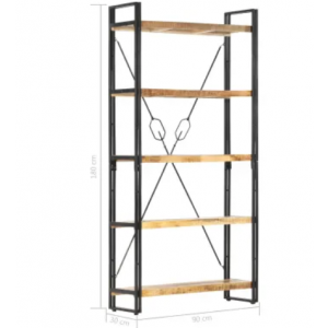 Tall Industrial Bookcase Rustic Solid Wood Vintage Shelving Unit - Image 4