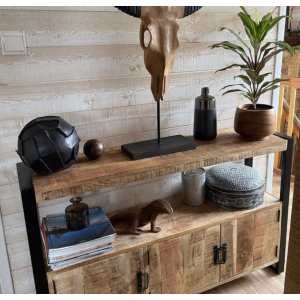 Industrial Storage Sideboard Vintage Rustic Solid Wood Cabinet Large Cupboard Unit - Image 6