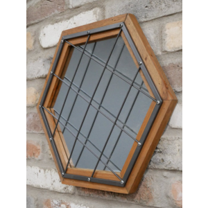 Rustic Wall Mirror Vintage Industrial Style Wood Window Urban Metal Bathroom Home Decor - Image 2