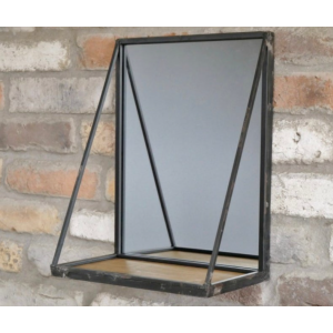 Industrial Wall Mirror Rustic Metal Shelf Vintage Retro Shabby Chic Bathroom - Image 4