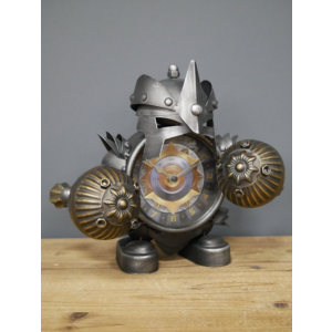Industrial Table Clock Rustic Metal Warrior - Image 2