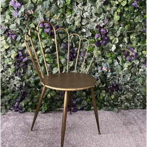 Retro Gold Chair Vintage Industrial Style Metal Vanity Seat - Image 2