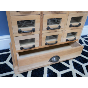 Rustic Apothecary Cabinet Vintage Retro Furniture Small Wooden Chest 13 Drawers - Image 3