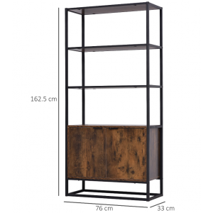 Industrial Bookcase Large Vintage Display Side Cabinet Tall Rustic Storage Unit - Image 4
