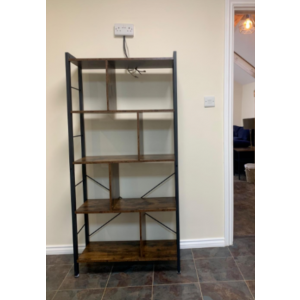 Tall Industrial Bookcase Rustic Metal Display Cabinet Unit Vintage Storage Shelf - Image 3