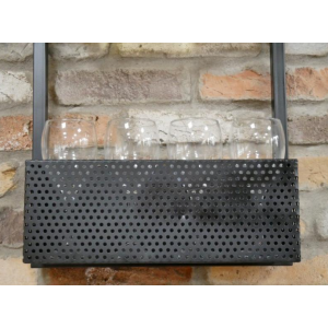 Metal Wine Rack Wall Vintage Industrial Style Glass Bottle Holder Rustic Cabinet Unit - Image 5
