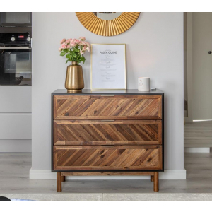 Rustic Chest Drawers Wooden Storage Sideboard Vintage Industrial Style Cabinet Unit - Image 2