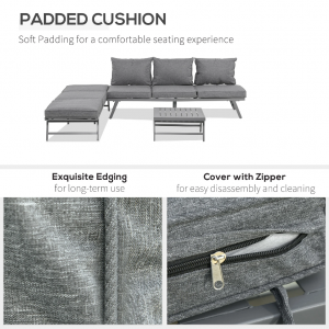 Conservatory Lounge Set Large Garden Metal Patio Furniture Corner Sofa Table - Image 4