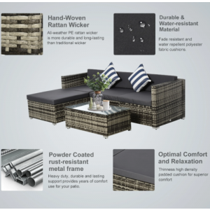 Corner Rattan Garden Furniture Grey Patio Sofa Set Conservatory Lounge Wicker Table - Image 7
