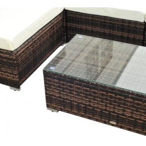 Corner Rattan Garden Furniture Outdoor Brown Patio Lounge Sofa Set Wicker Coffee Table - Image 3
