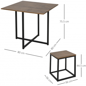 Industrial Dining Table and Chairs Rustic Metal Vintage Bar Set 4 Stools Breakfast Room - Image 5