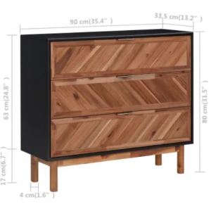 Rustic Chest Drawers Wooden Storage Sideboard Vintage Industrial Style Cabinet Unit - Image 3