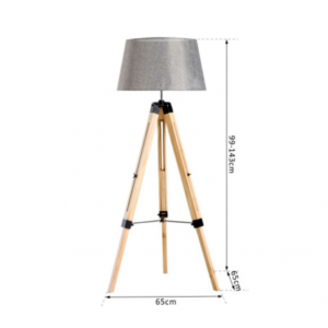 Industrial Floor Lamp Grey Vintage Retro Tripod Light Tall Wooden Free Standing Lampshade - Image 3