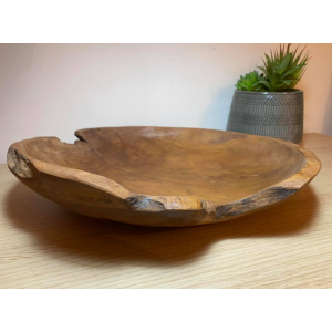 Rustic Fruit Bowl Antique Round Solid Teak Root Wood Large Snacks Food Organiser - Image 4