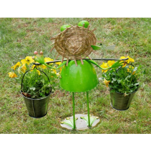Metal Garden Pot Frog Bucket Flower Planter - Image 3