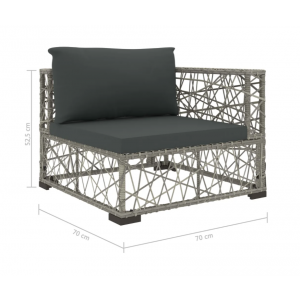 Rattan Garden Furniture Grey Wicker Patio Corner Sofa Set Metal Lounge Table - Image 5
