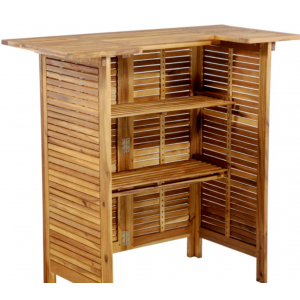 Garden Bar Set Outdoor Patio Chairs Wooden Dining Furniture 2 Stools Pool Table - Image 4