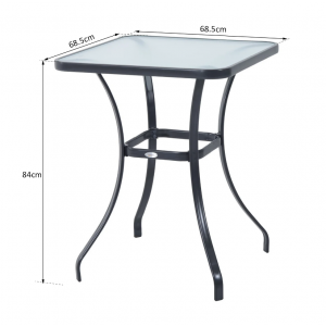 Garden Bistro Table Small Metal Coffee Patio Glass Furniture Outdoor Square Dining Deck Porch - Image 3