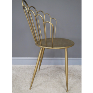 Retro Gold Chair Vintage Industrial Style Metal Vanity Seat - Image 6